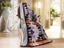 Load image into Gallery viewer, Southwestern Aztec Sherpa Borrego Fleece Throw Blanket
