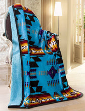 Load image into Gallery viewer, Southwestern Aztec Sherpa Borrego Fleece Throw Blanket
