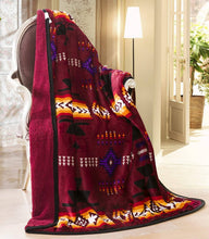 Load image into Gallery viewer, Southwestern Aztec Sherpa Borrego Fleece Throw Blanket

