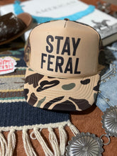 Load image into Gallery viewer, Stay Feral Camo Trucker Hat
