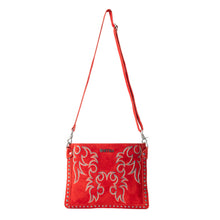 Load image into Gallery viewer, Texas Rose Western Embroidered Leather Bag in Scarlet Red
