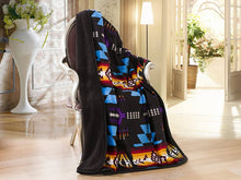 Load image into Gallery viewer, Southwestern Aztec Sherpa Borrego Fleece Throw Blanket
