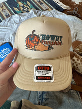 Load image into Gallery viewer, Howdy Pumpkin Turquoise Trucker Hat
