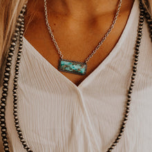 Load image into Gallery viewer, Marbled Turquoise Bar Necklace
