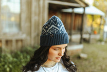 Load image into Gallery viewer, Navy Aztec Beanie
