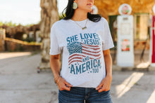 Load image into Gallery viewer, She Loves Jesus &amp; America Graphic Tee
