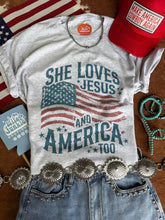 Load image into Gallery viewer, She Loves Jesus &amp; America Graphic Tee
