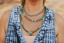 Load image into Gallery viewer, Turquoise and Silver Pearl Layered Necklace
